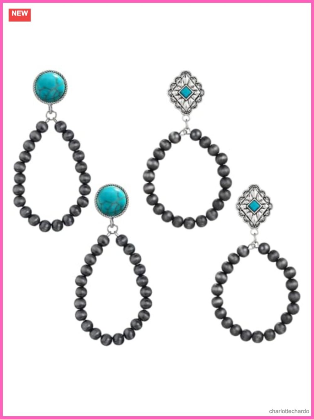 2 Pc Navajo Pearl Beaded Drop Dangle Earrings Women